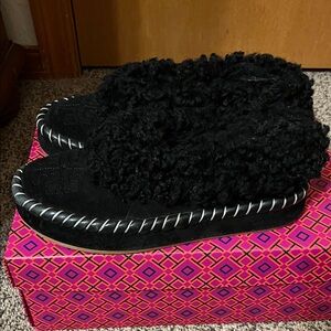 Tory Burch Black Shearling Slipper